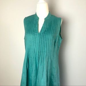 J. Jill Linen Blue Pleated Dress- Medium Petite